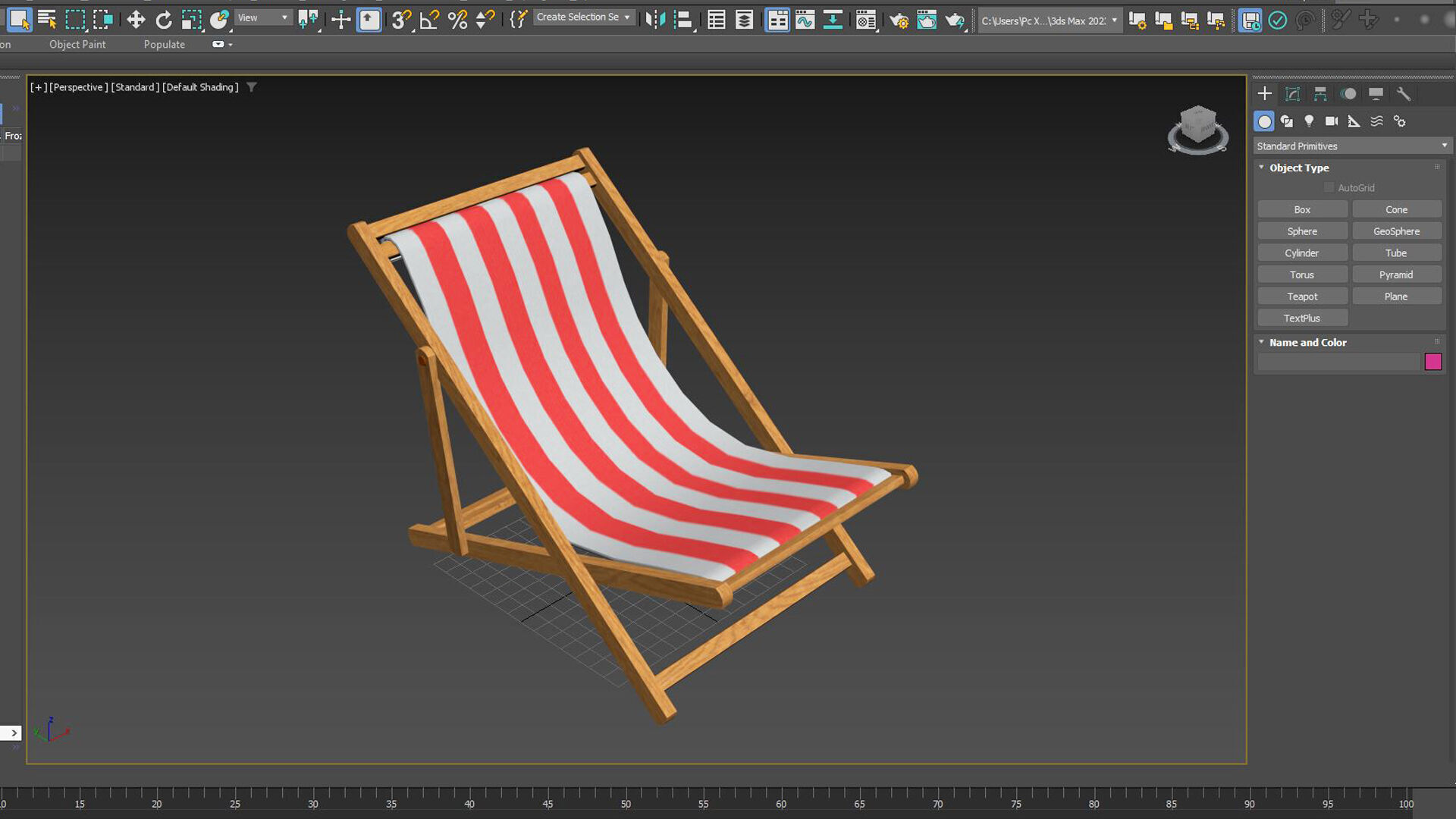 Low Poly - Beach Chair  Low-poly 3D model_5
