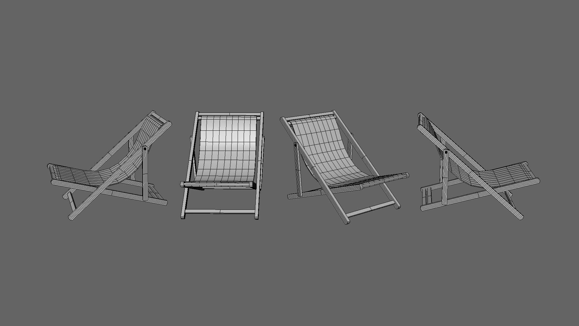 Low Poly - Beach Chair  Low-poly 3D model_8
