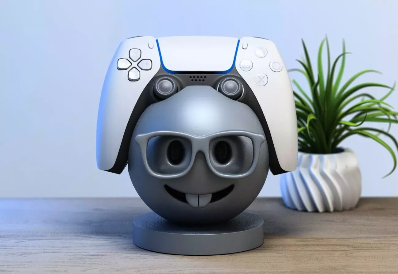 Emoji nerd face Emoji ps5 controller stand Emoji ps5 controller  3D print model_0