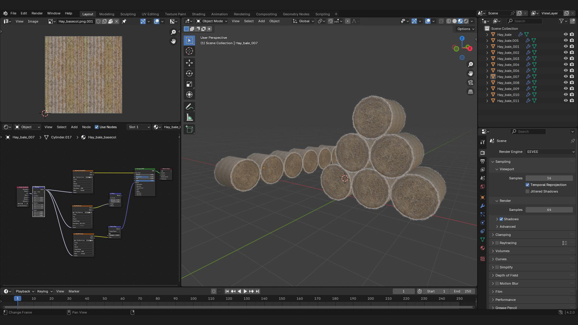 agriculture straw hay bale 3d prop for rural farm Low-poly 3D model_4