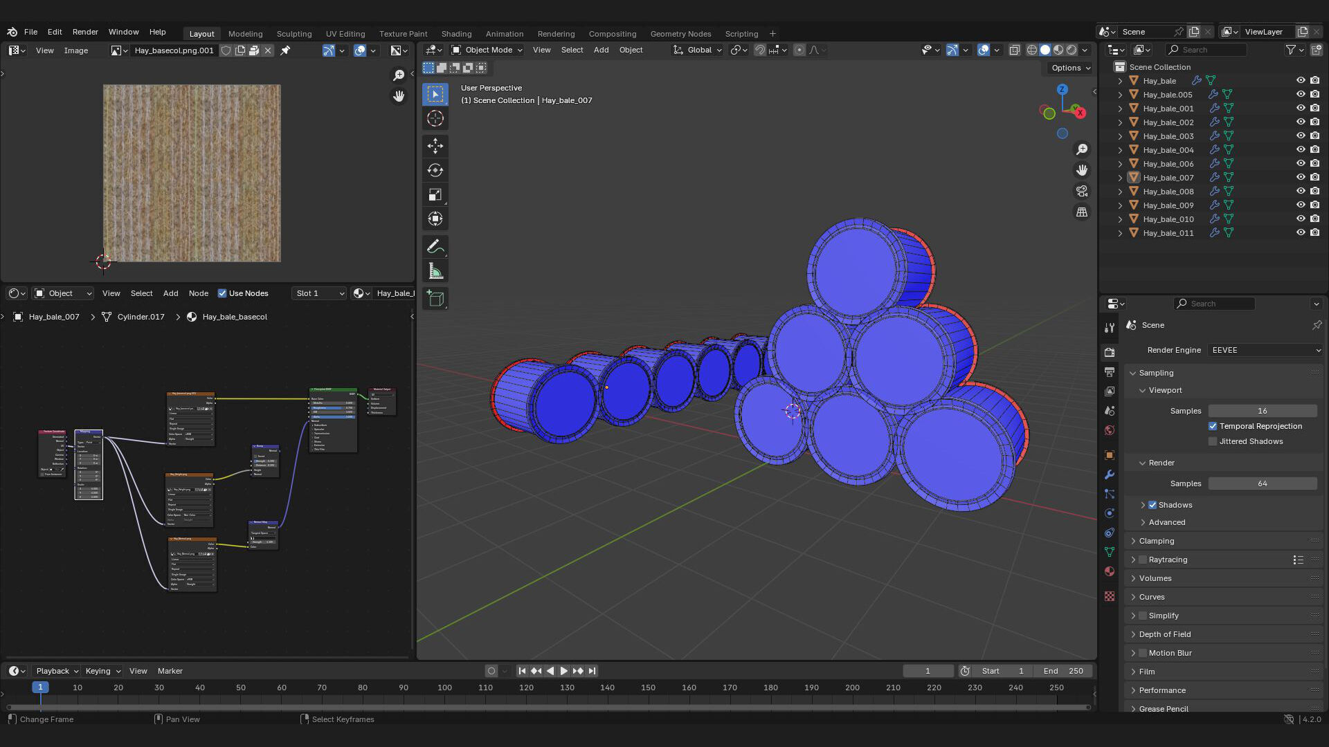 agriculture straw hay bale 3d prop for rural farm Low-poly 3D model_6