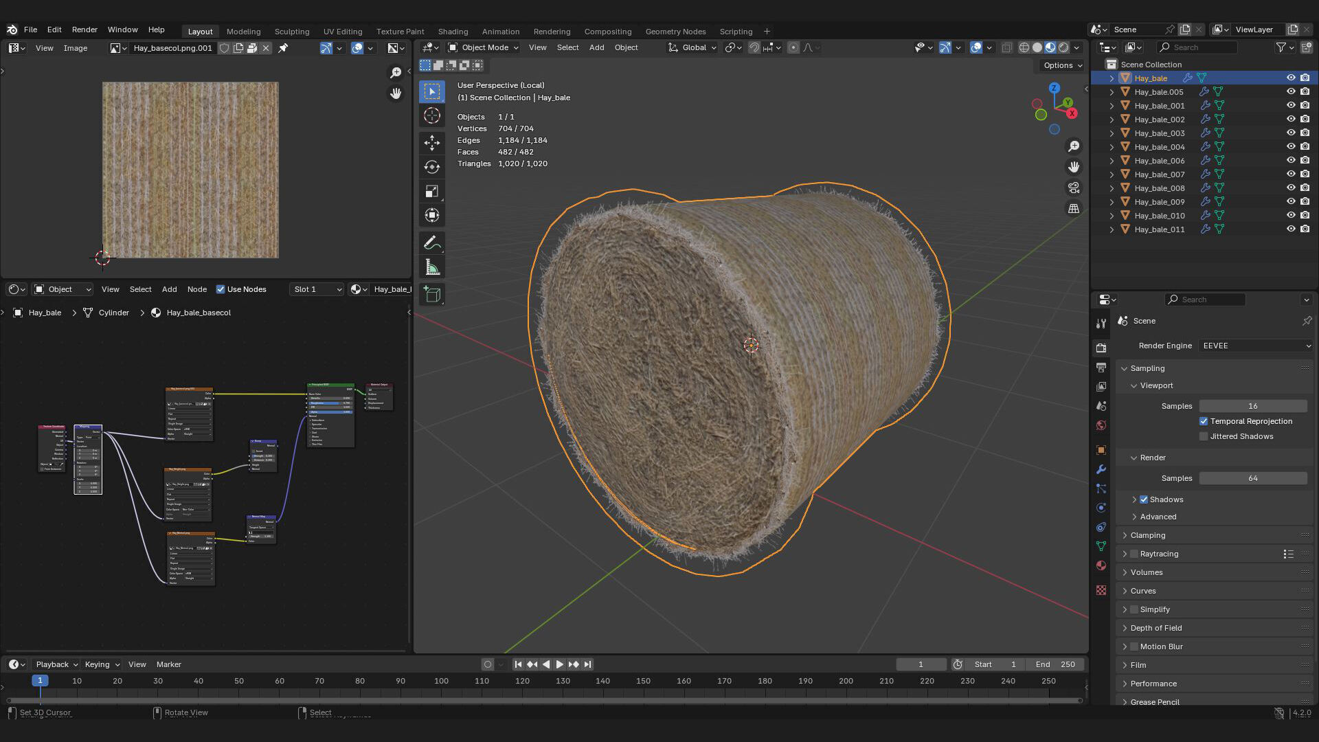 agriculture straw hay bale 3d prop for rural farm Low-poly 3D model_7