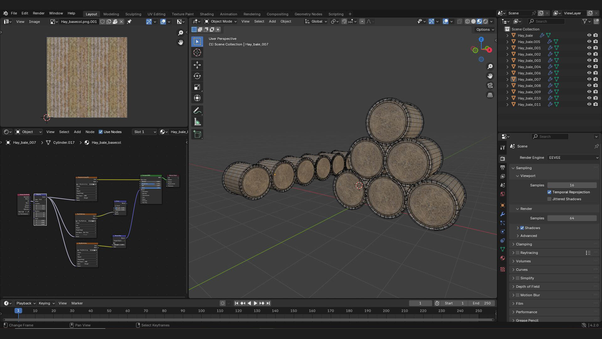 agriculture straw hay bale 3d prop for rural farm Low-poly 3D model_5