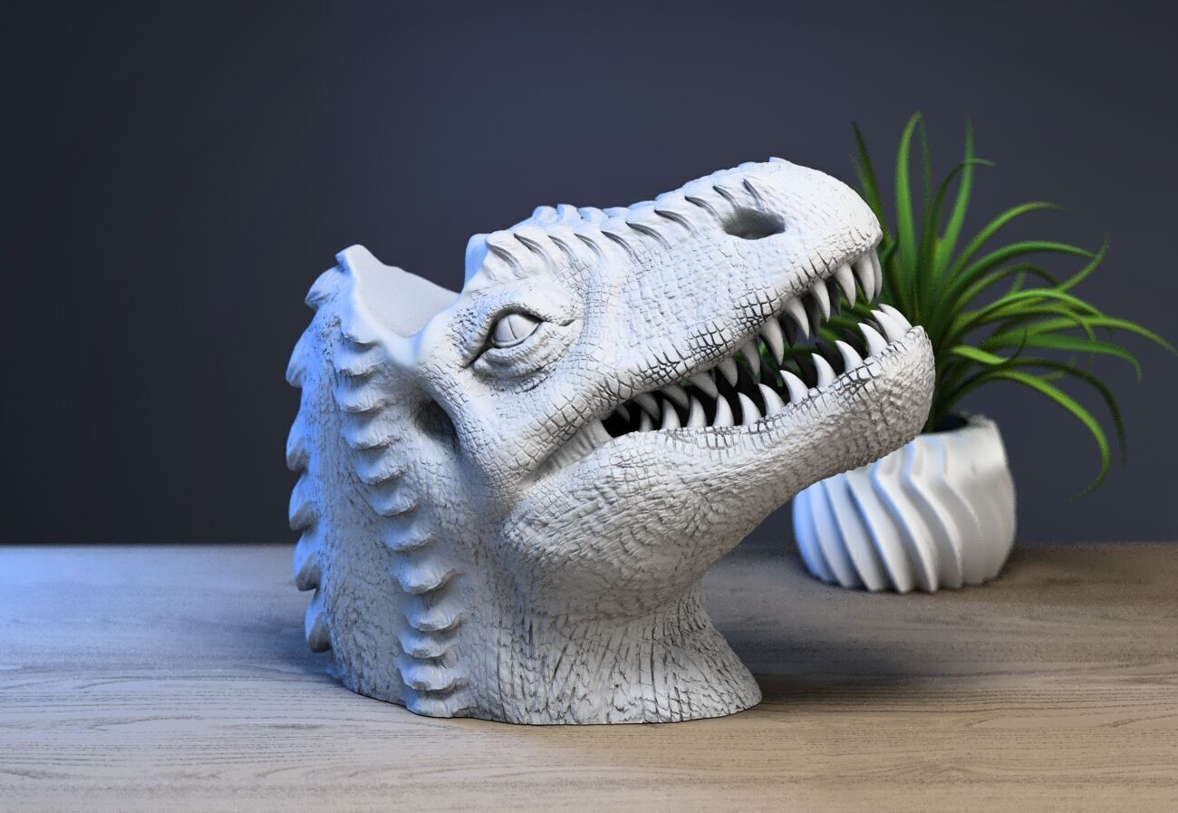 Ps5 controller dinosaur stand dinosaur dragon bust ps5controller 3D print model_3