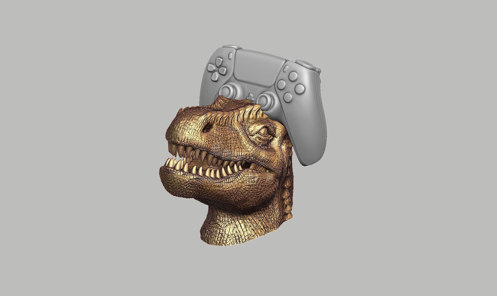 Ps5 controller dinosaur stand dinosaur dragon bust ps5controller 3D print model_5