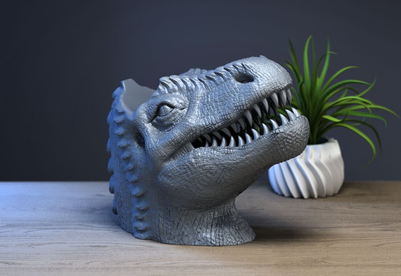 Ps5 controller dinosaur stand dinosaur dragon bust ps5controller 3D print model_1