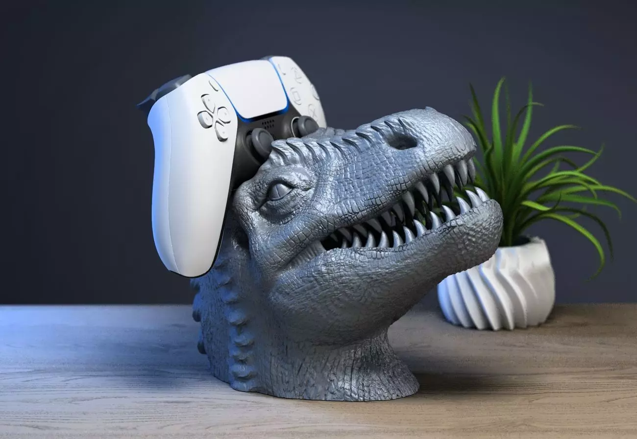 Ps5 controller dinosaur stand dinosaur dragon bust ps5controller 3D print model_0