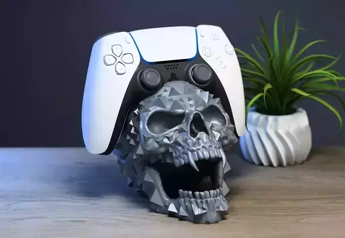 Ps5 controller stand scream wild Skull ps5controller holde 3D print model