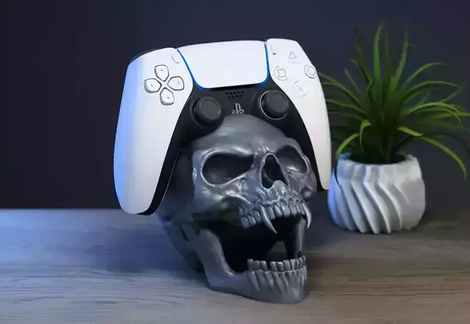 Ps5 controller stand  scream wild Skull ps5controller holder 3D print model