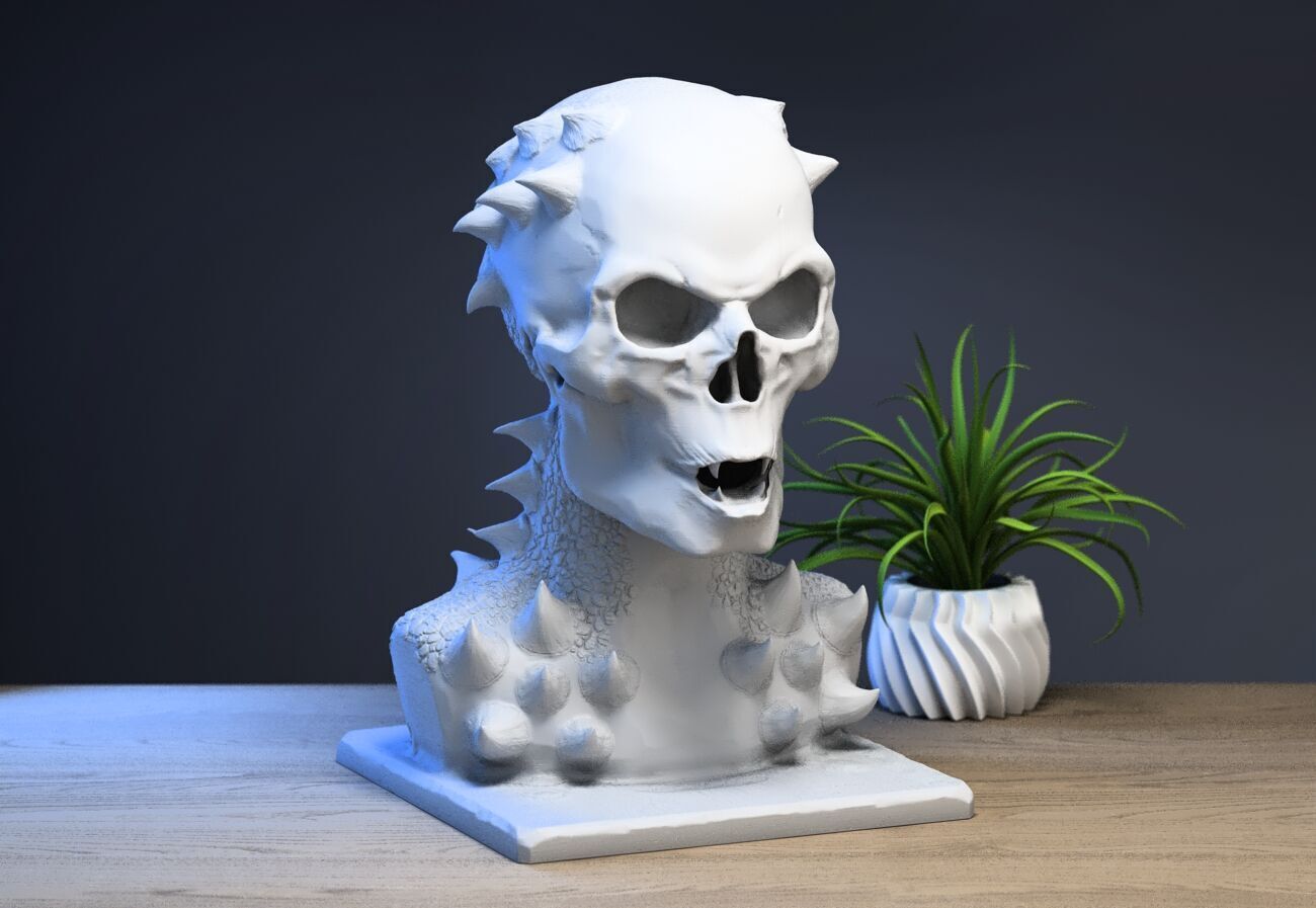 Robot dragon Skull Headphone Stand Cyborg Headset Stand 3D print model_2