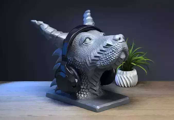 Dragon dog Headphone Stand  Dog Dragon Headset Stand 3D print model