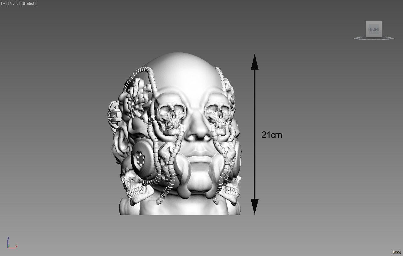 Robot Skull human Headphone Stand Cyborg Headset Stand 3D print model_4