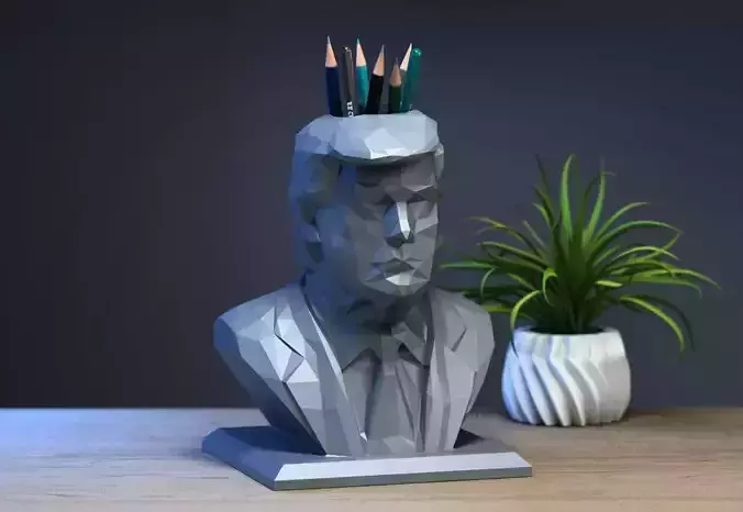 president trump low-poly pen holder