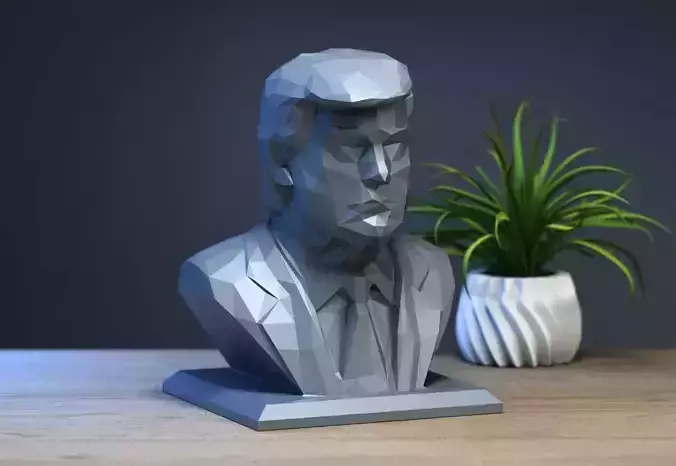 president trump low-poly bust