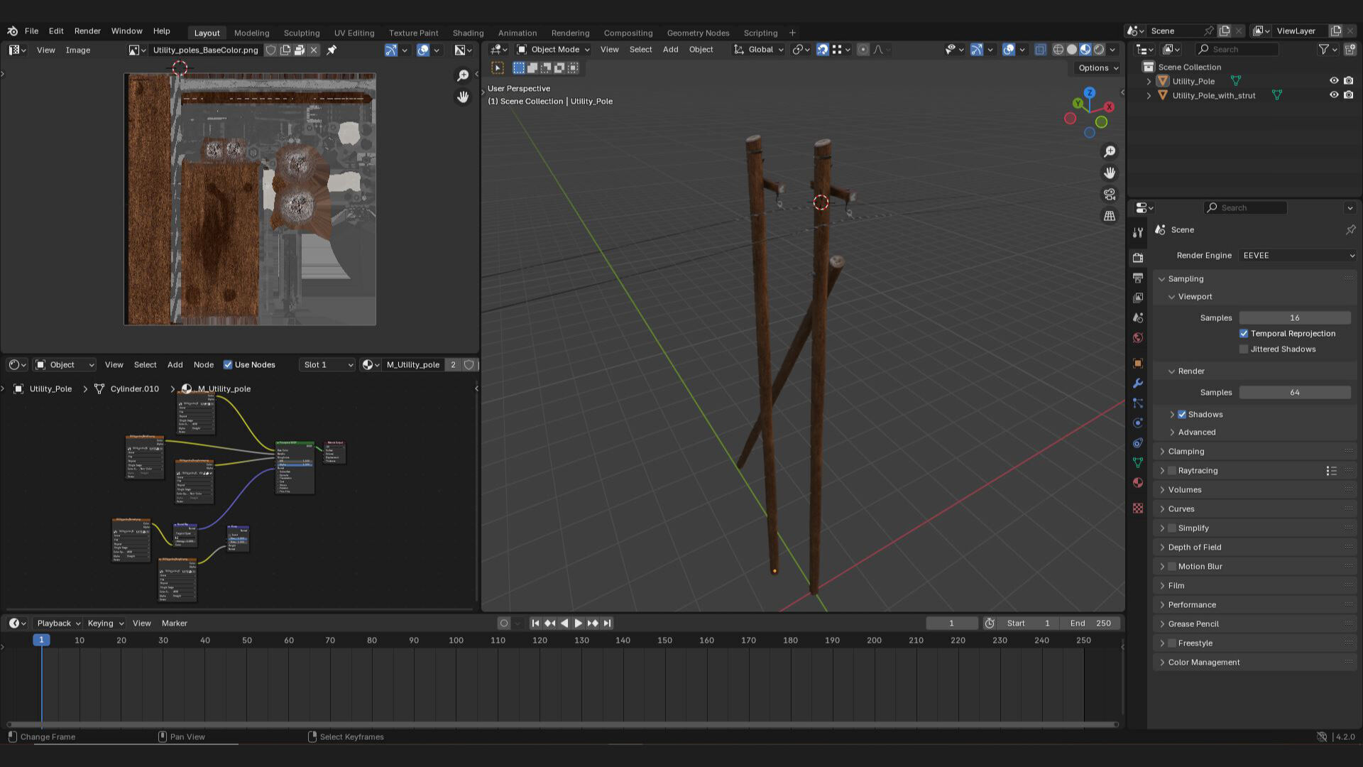telephone utility pole power line 3d model for rural farm area Low-poly 3D model_4