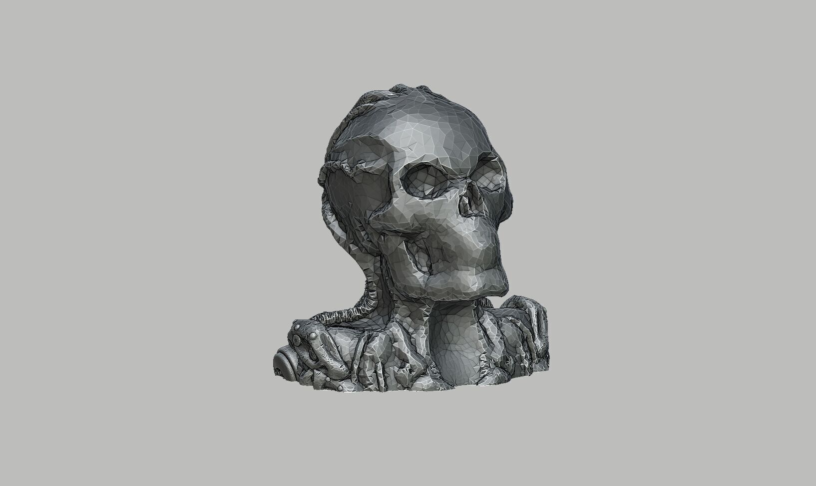 Low-poly Robot Skull Headphone Stand Cyborg Headset Stand 3D print model_4