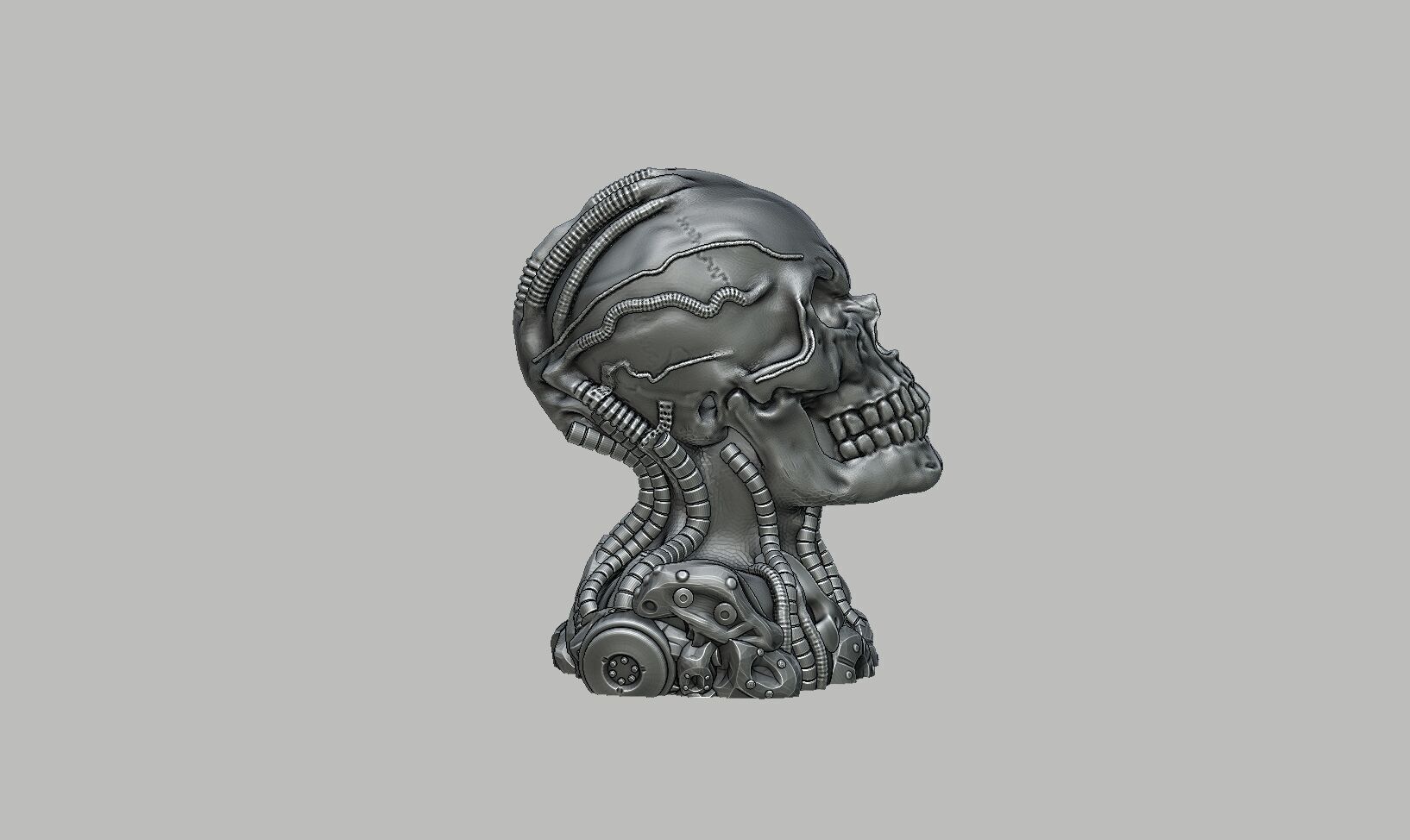 Robot Skull Headphone Stand Cyborg Headset Stand 3D print model_7