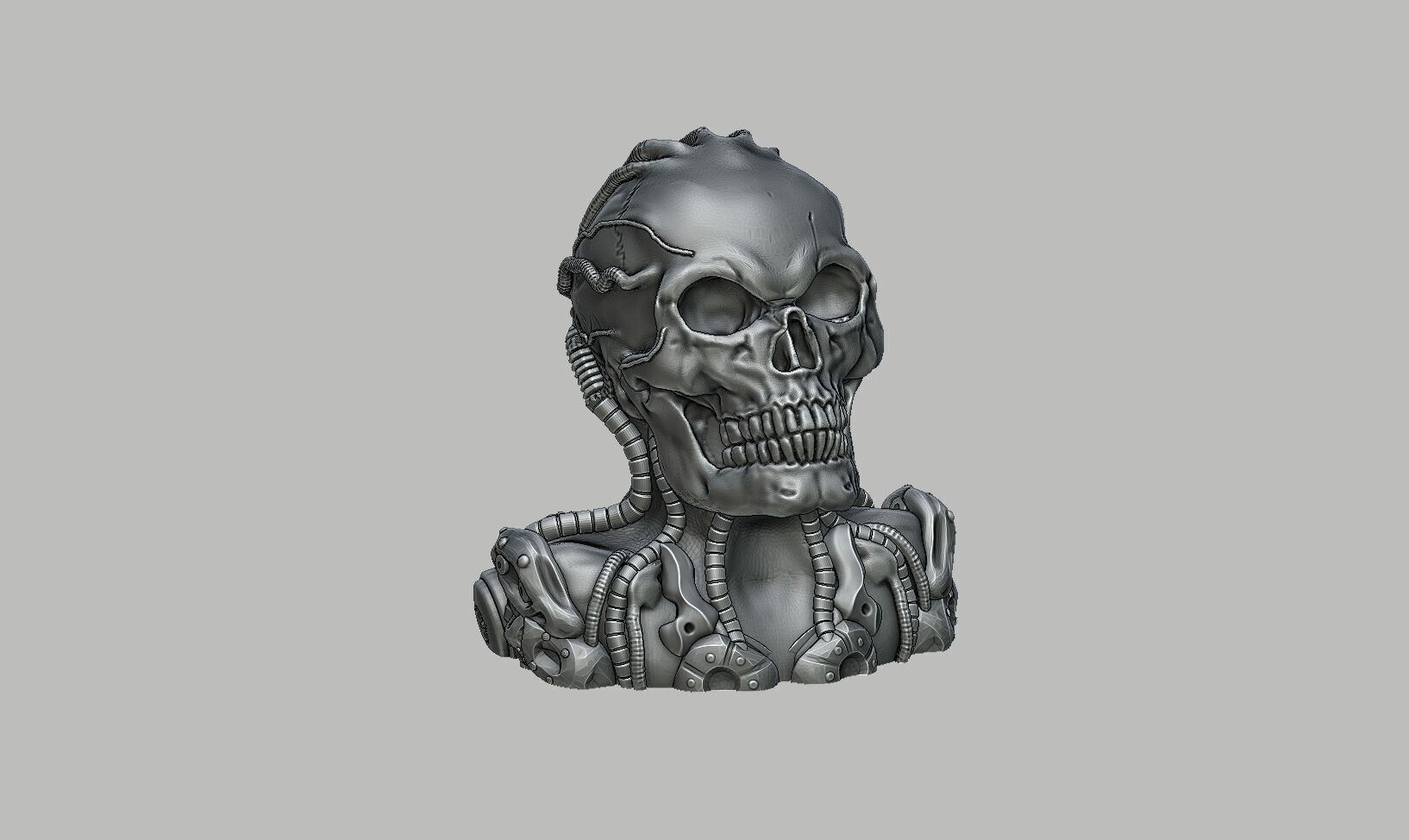 Robot Skull Headphone Stand Cyborg Headset Stand 3D print model_5