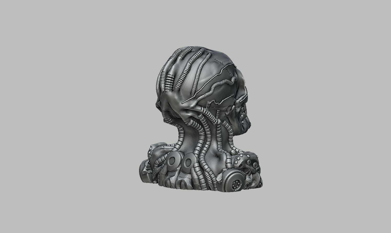 Robot Skull Headphone Stand Cyborg Headset Stand 3D print model_8