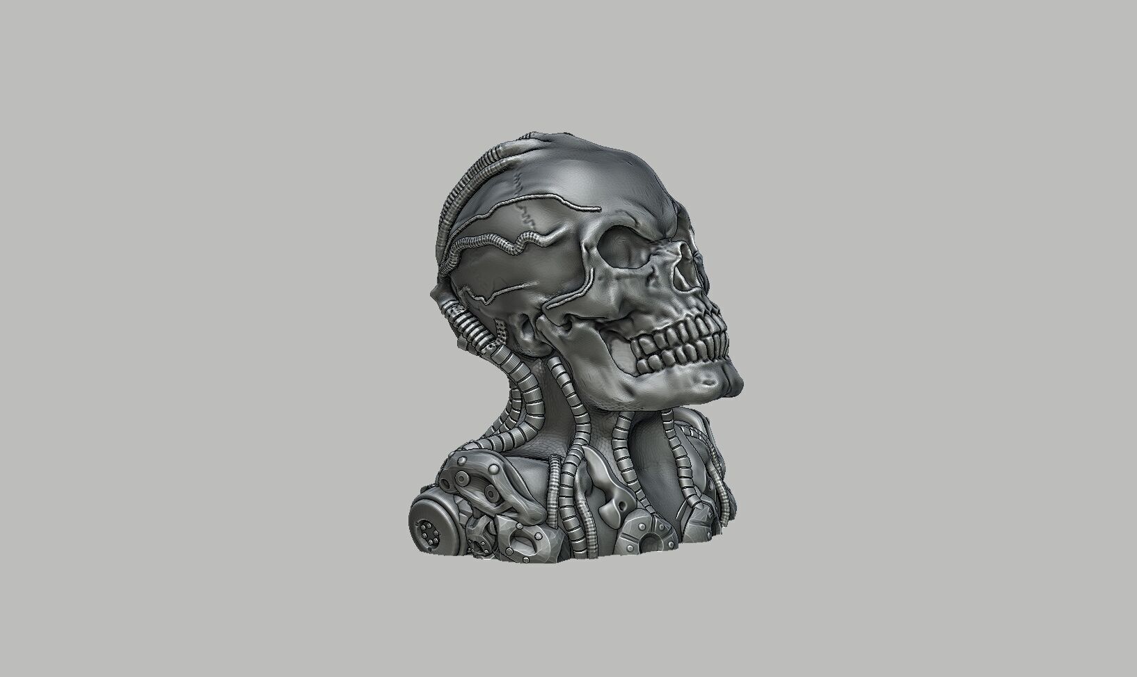 Robot Skull Headphone Stand Cyborg Headset Stand 3D print model_6