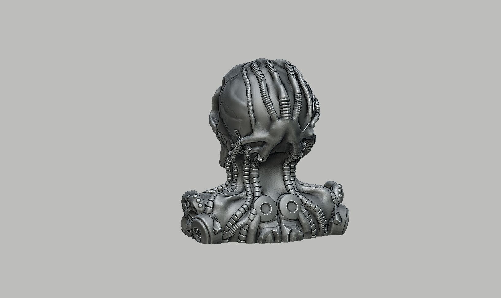 Robot Skull Headphone Stand Cyborg Headset Stand 3D print model_9