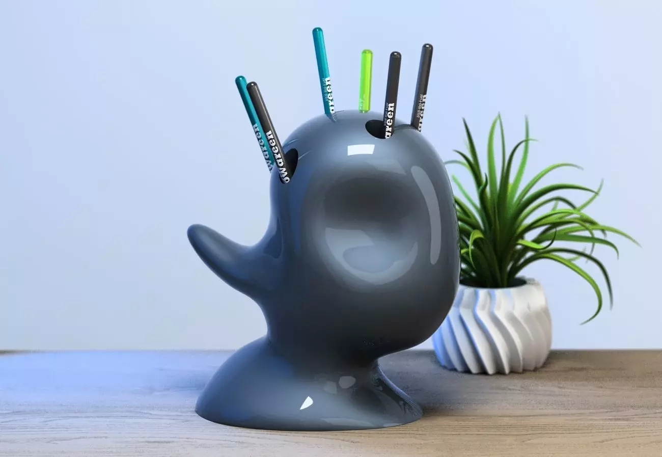 minimal modern pen holder Cyborg pen holder 3D print model_0