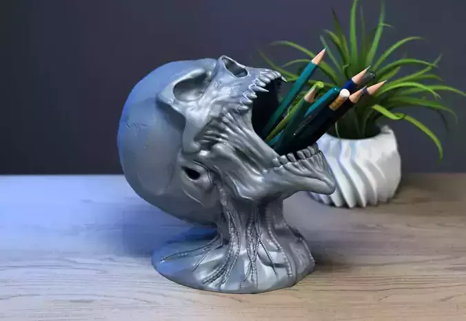 Robot Skull pen holder Cyborg pen holder 3D print model