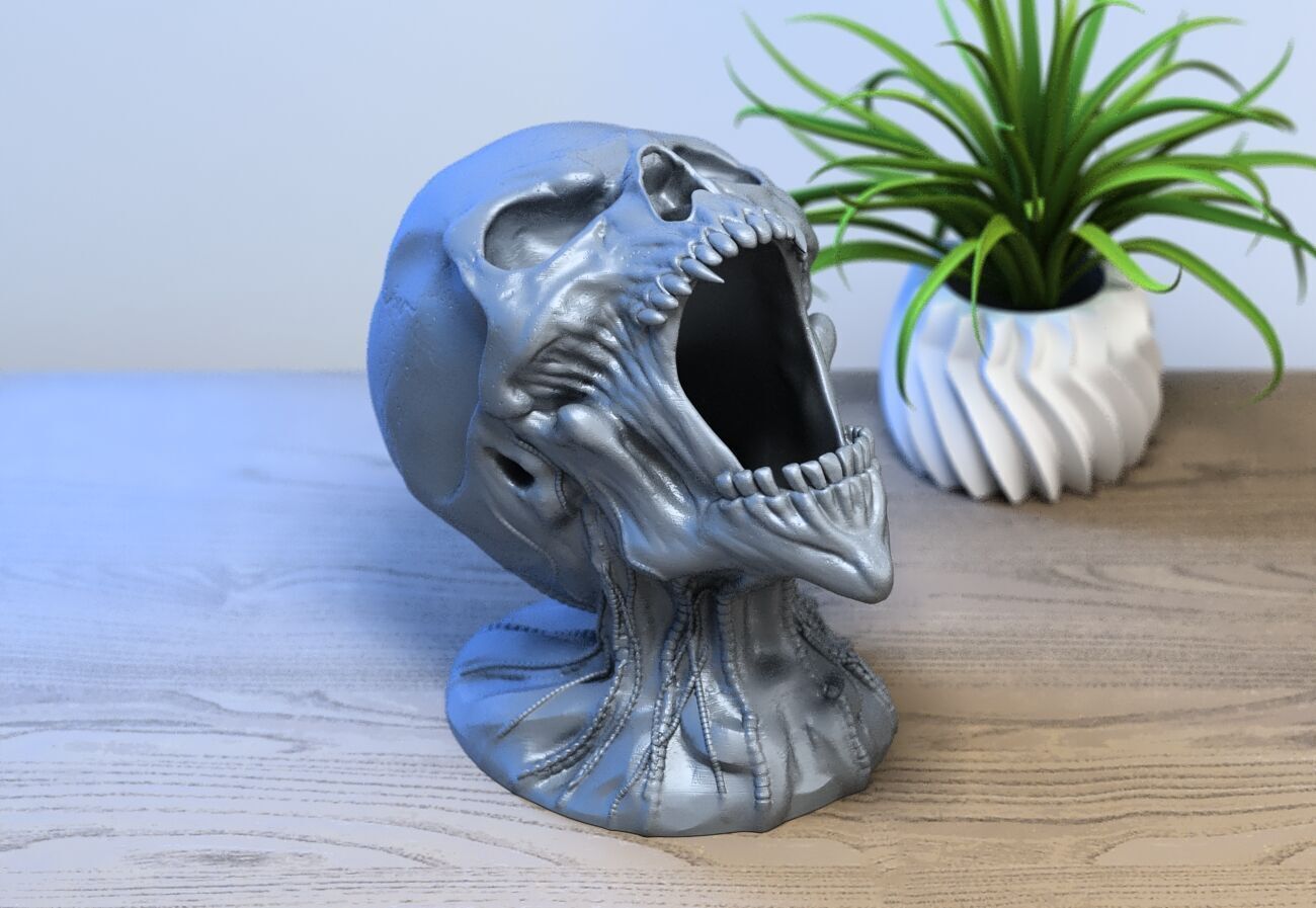 Robot Skull pen holder Cyborg pen holder 3D print model_2