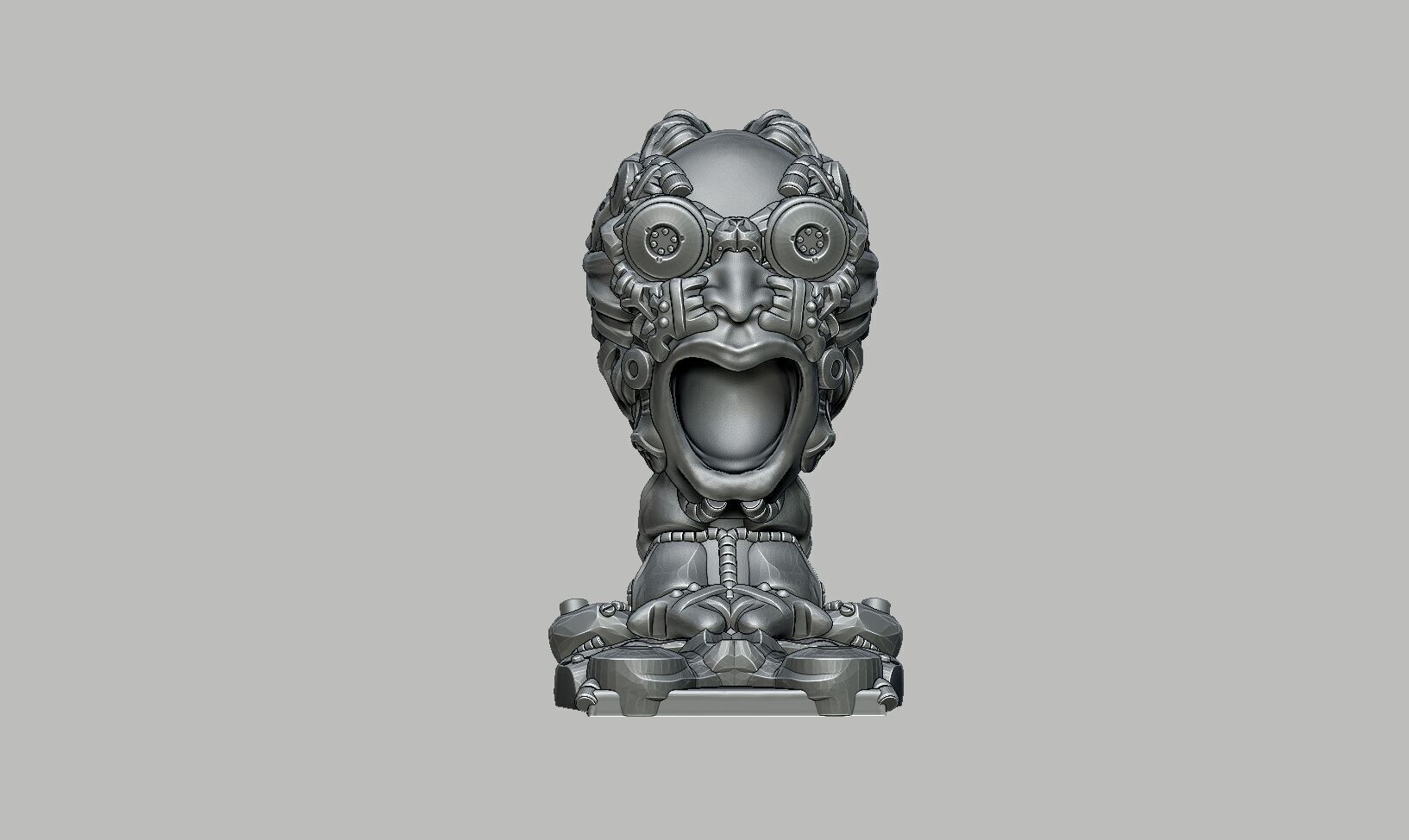 Robot Skull Headphone Stand Cyborg Headset Stand 3D print model_10