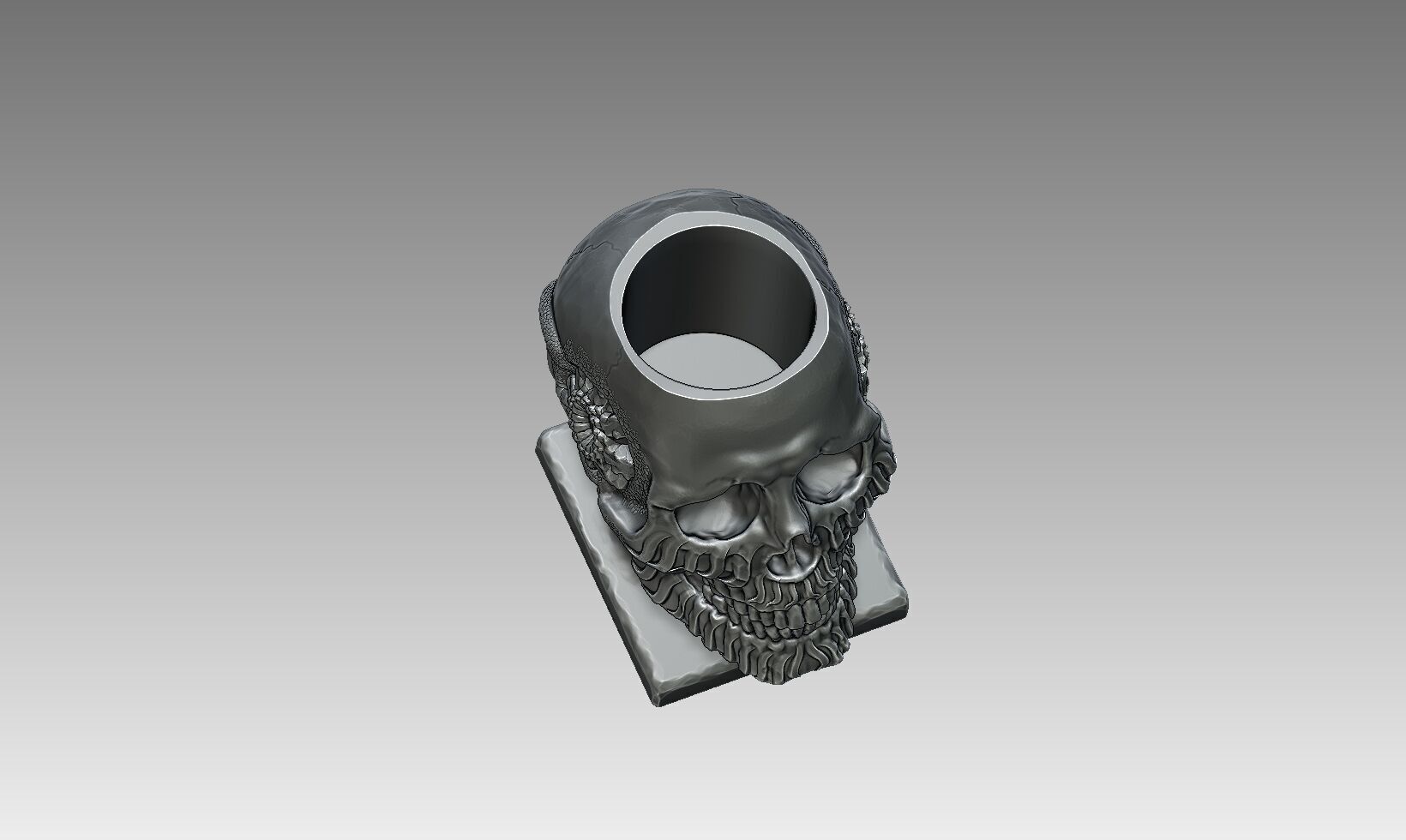 Robot Skull pen holder  Cyborg pen holder 3D print model_11