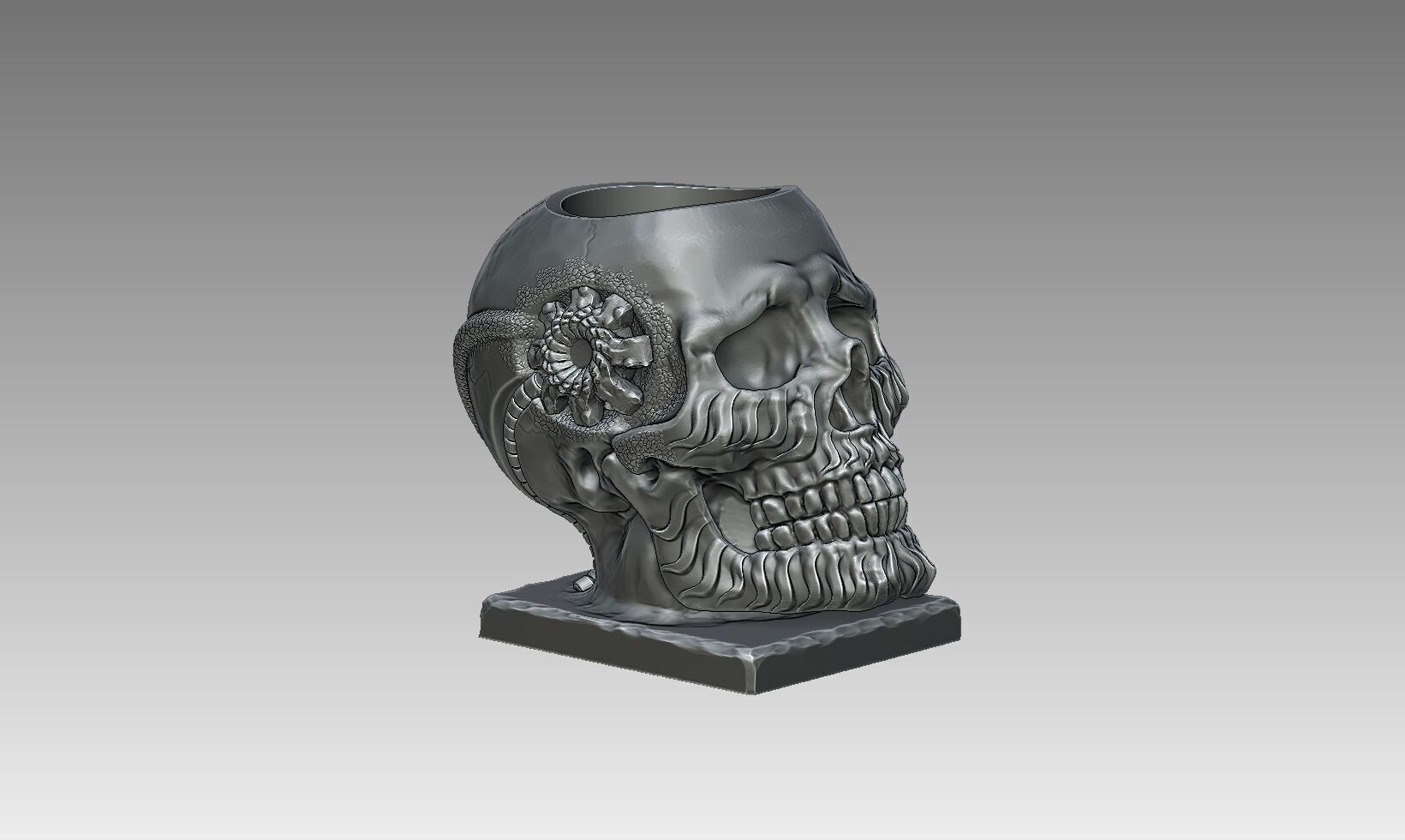 Robot Skull pen holder  Cyborg pen holder 3D print model_6