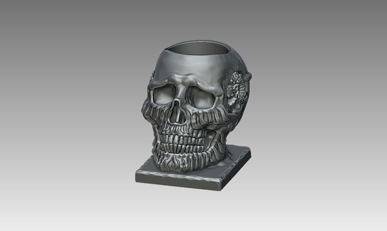 Robot Skull pen holder  Cyborg pen holder 3D print model_10