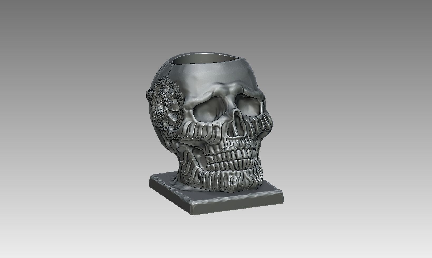 Robot Skull pen holder  Cyborg pen holder 3D print model_5