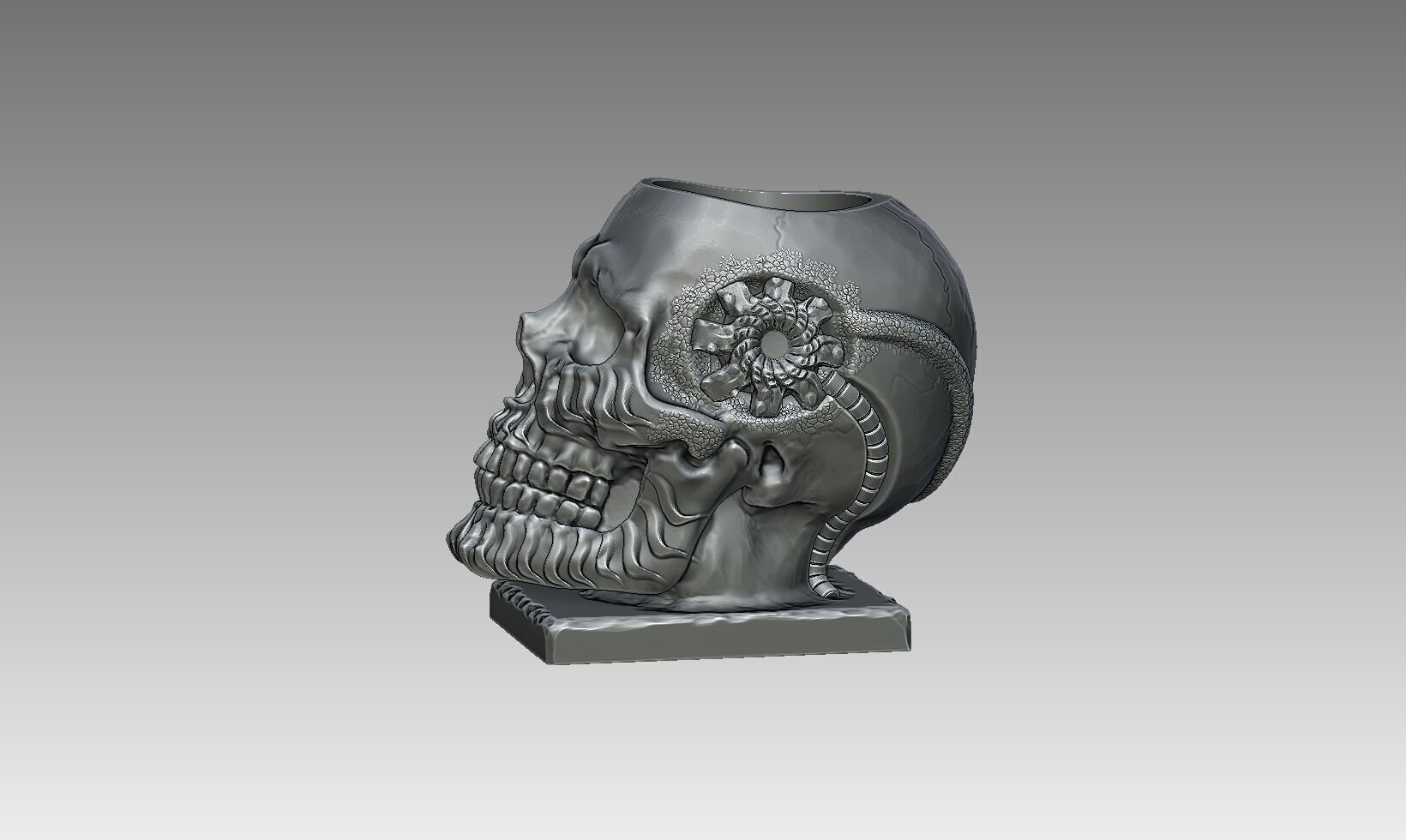 Robot Skull pen holder  Cyborg pen holder 3D print model_9