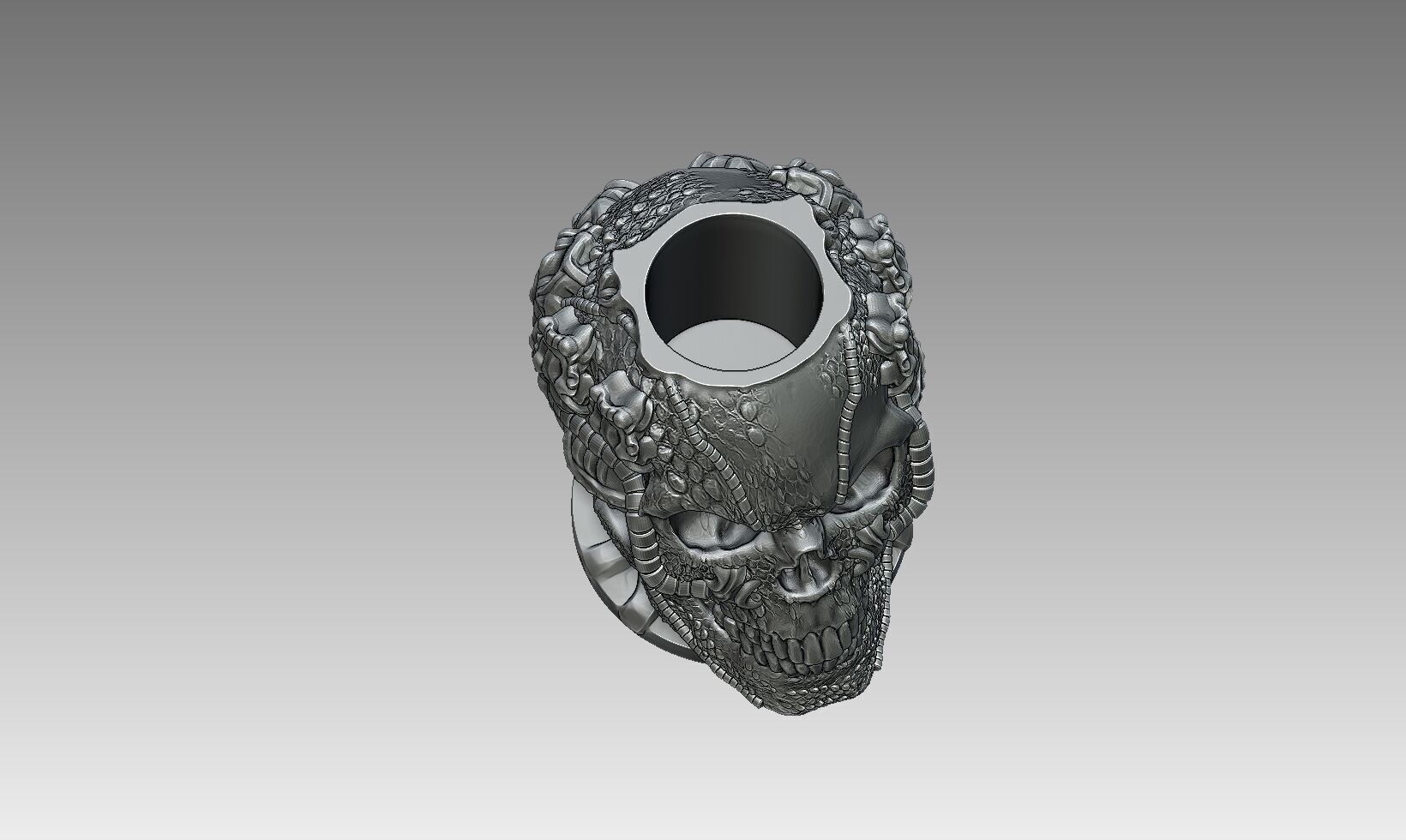 Robot Skull pen holder  Cyborg pen holder 3D print model_11