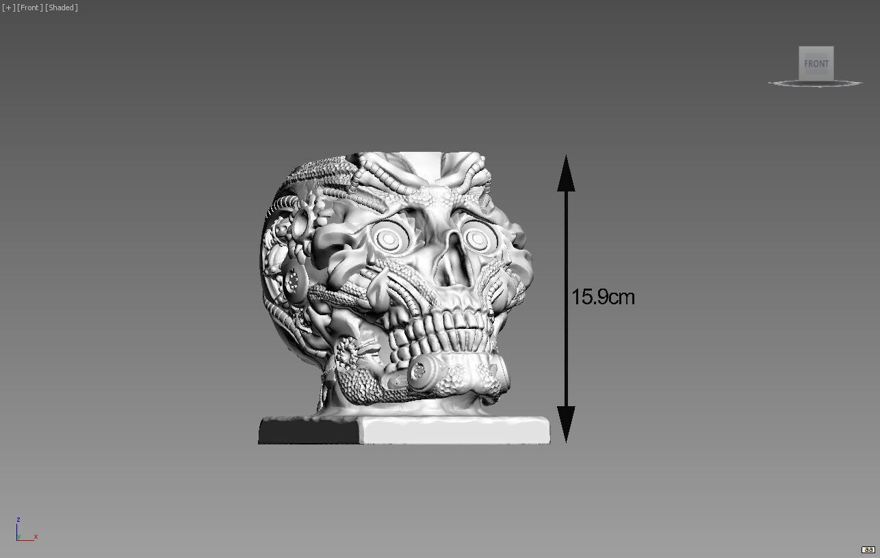 Robot Skull pen holder Cyborg pen holder 3D print model_5