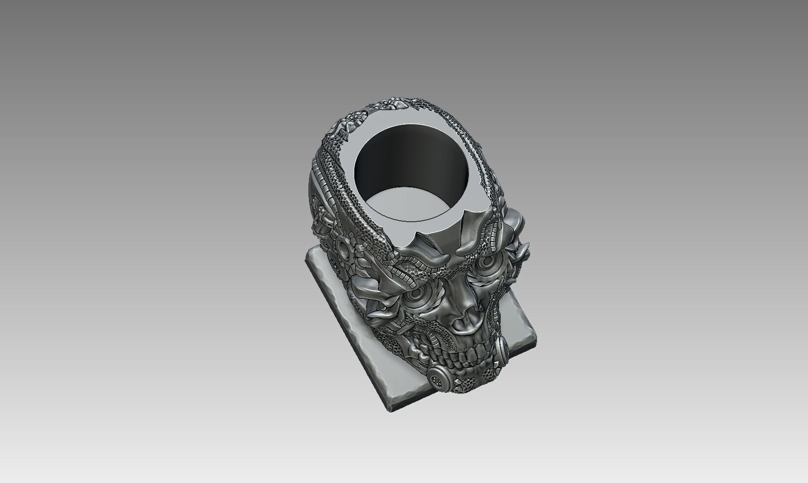 Robot Skull pen holder Cyborg pen holder 3D print model_11