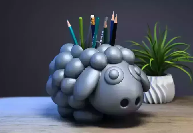 Sheep head pen holder Cute cartoon sheep pen holder