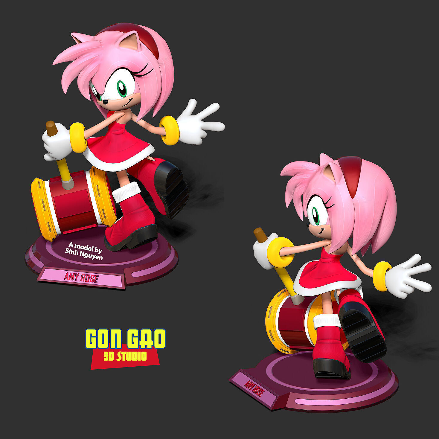 Amy Rose - Sonic the Hedgehog 3D print model_3