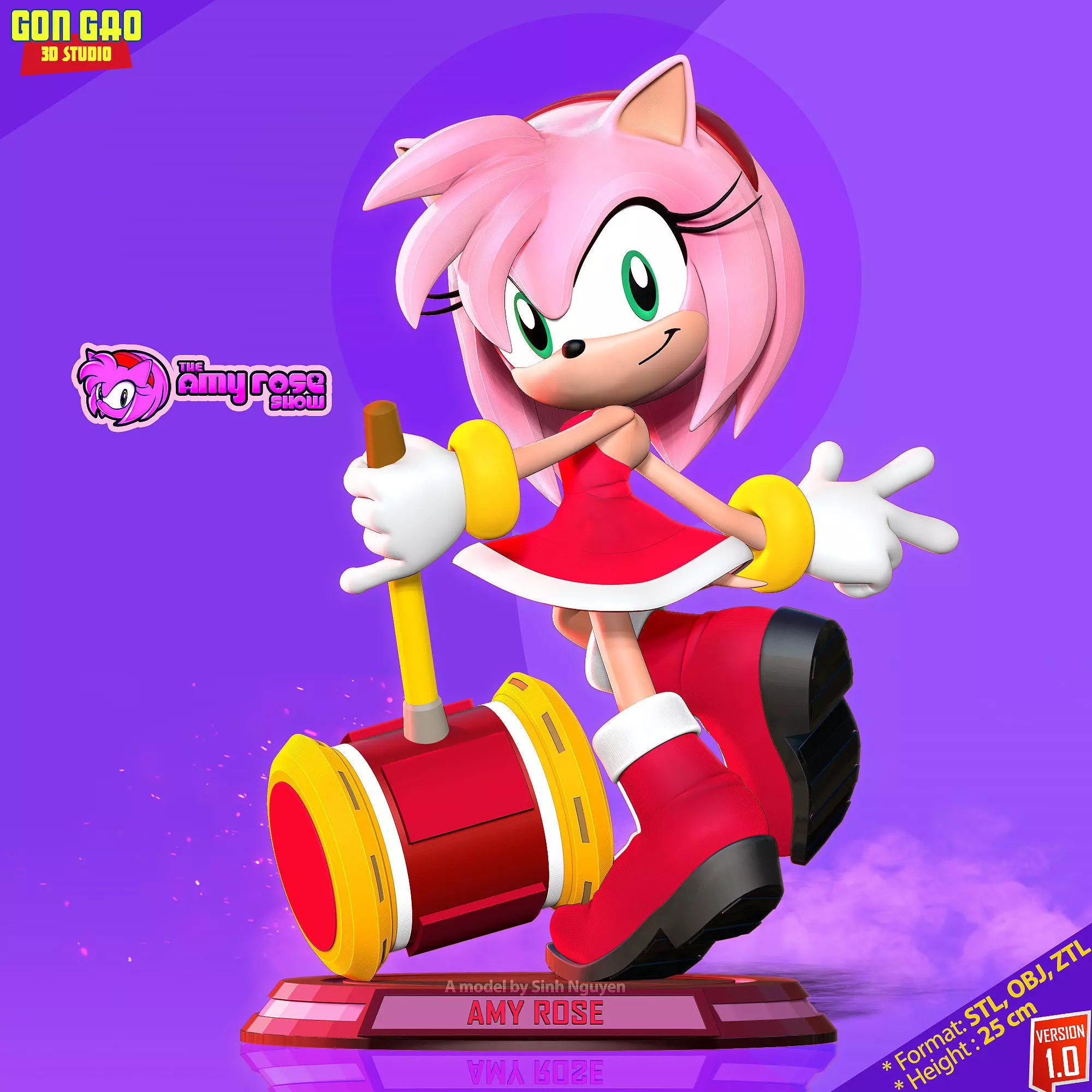 Amy Rose - Sonic the Hedgehog 3D print model_0