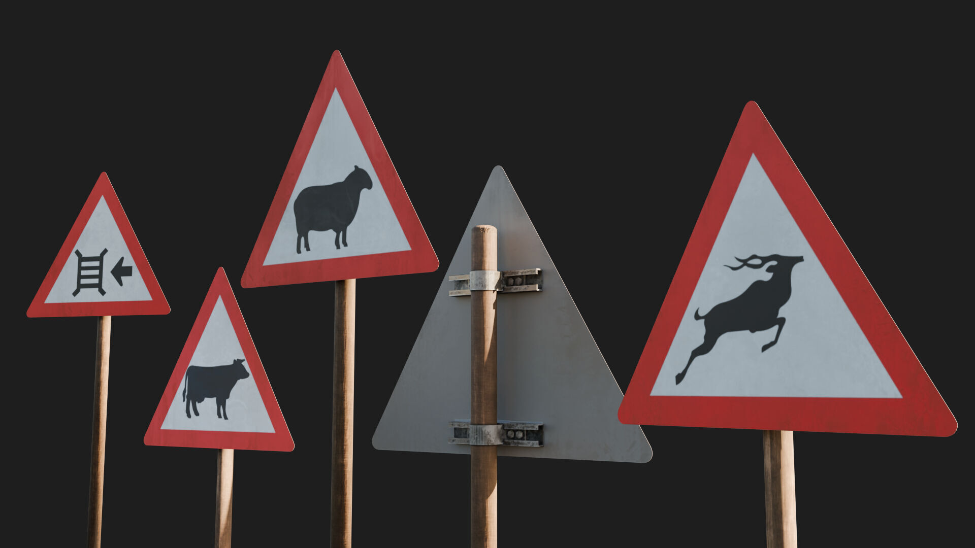 road sign boards notice for rural farm areas 3d asset Low-poly 3D model_2