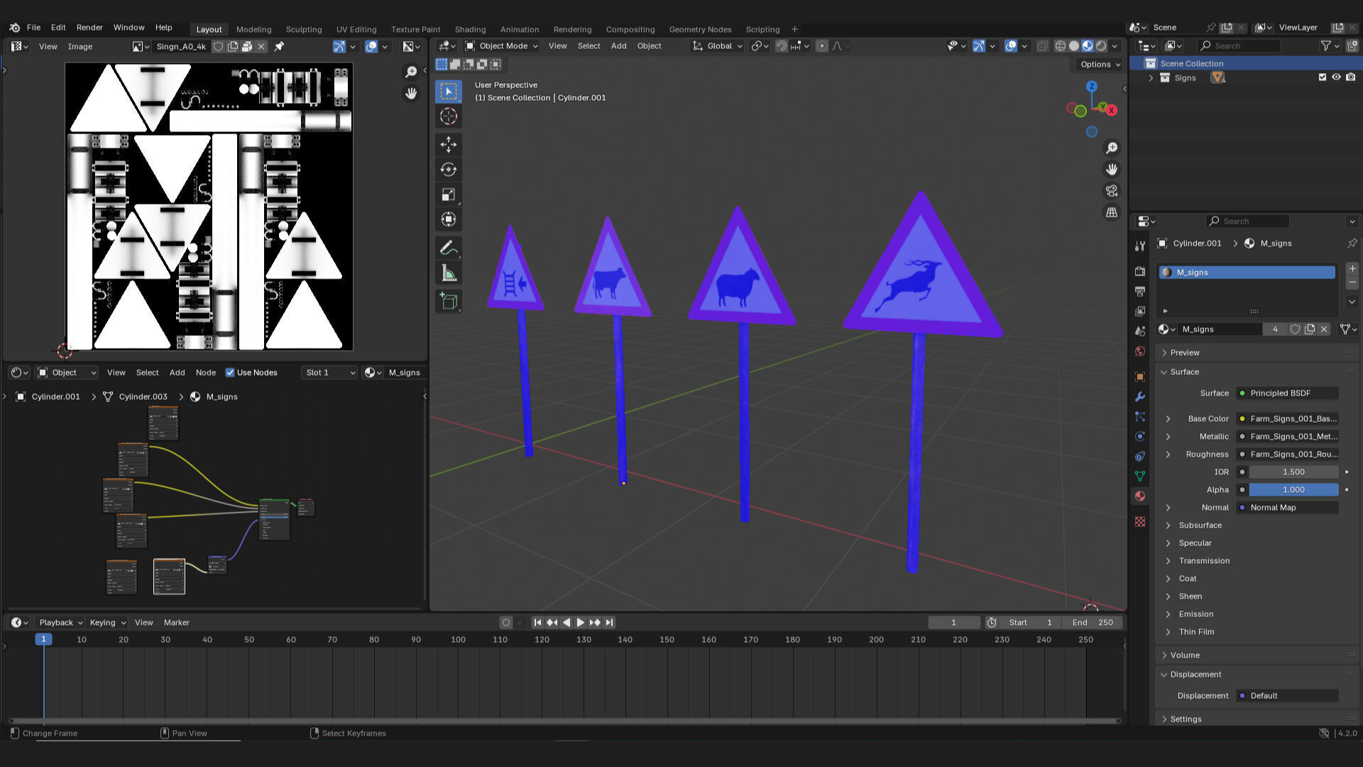 road sign boards notice for rural farm areas 3d asset Low-poly 3D model_4