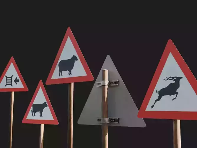 road sign boards notice for rural farm areas 3d asset Low-poly 3D model
