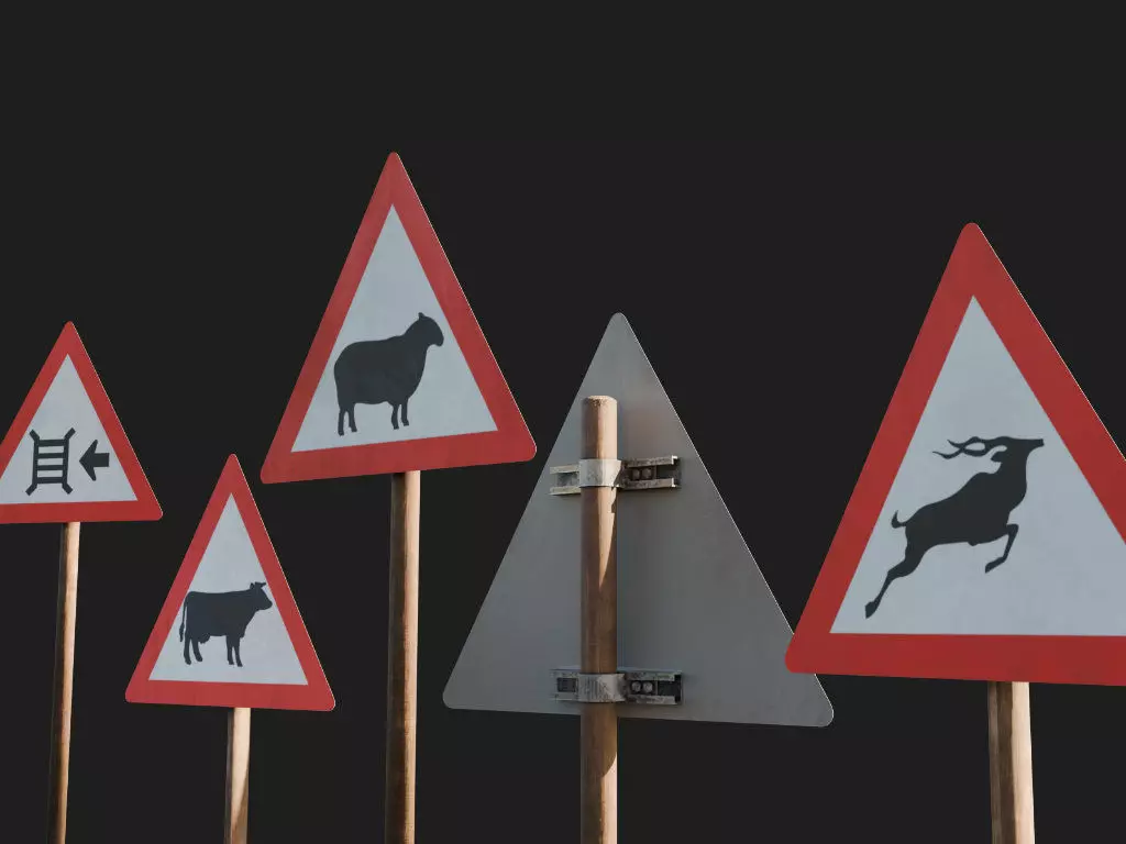 road sign boards notice for rural farm areas 3d asset Low-poly 3D model_0