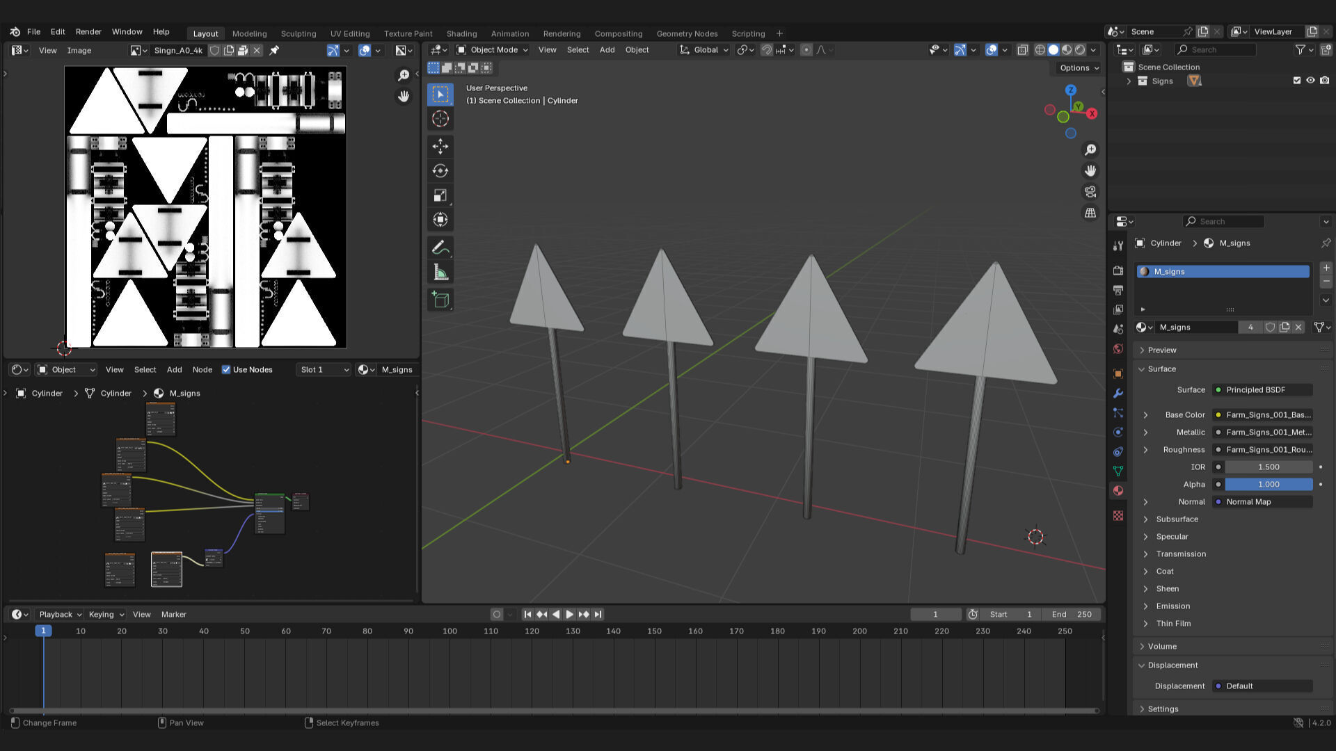 road sign boards notice for rural farm areas 3d asset Low-poly 3D model_5