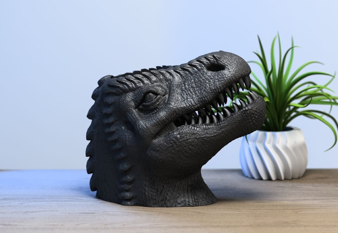 Dinosaur pen holder Dragon pen holder 3D print model_3