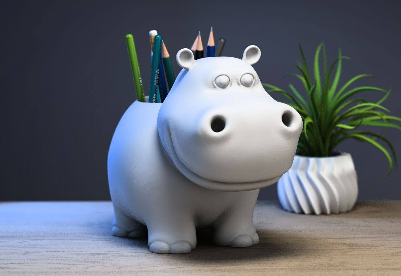 rhinoceros pen holder rhinoceros pen Stand 3D print model_3
