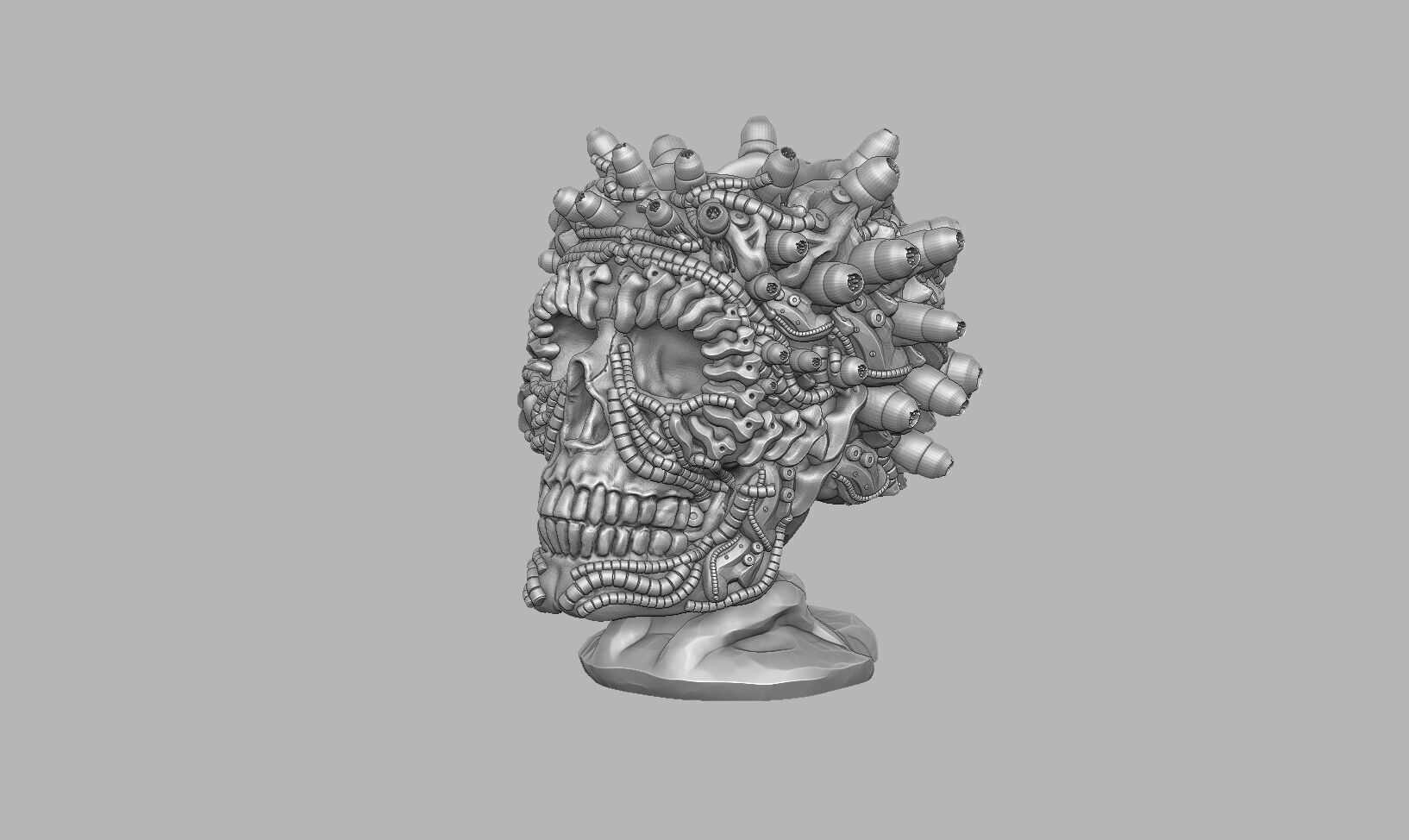 Robot Skull pen holder Cyborg pen holder 3D print model_9