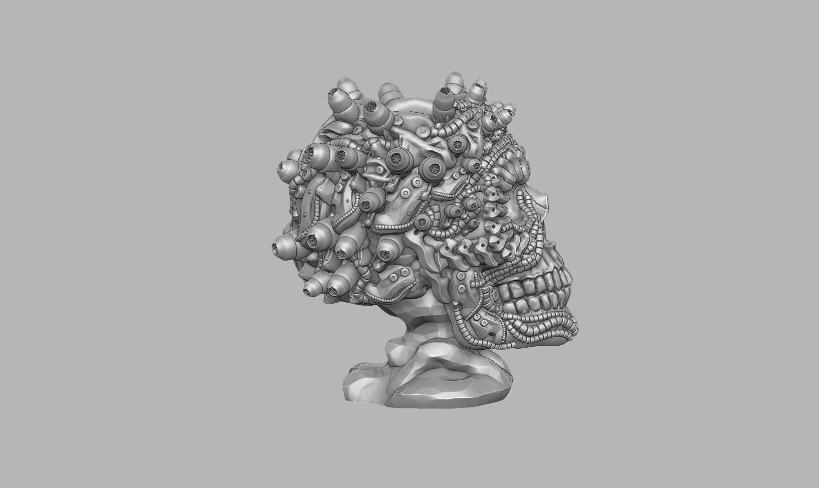 Robot Skull pen holder Cyborg pen holder 3D print model_7