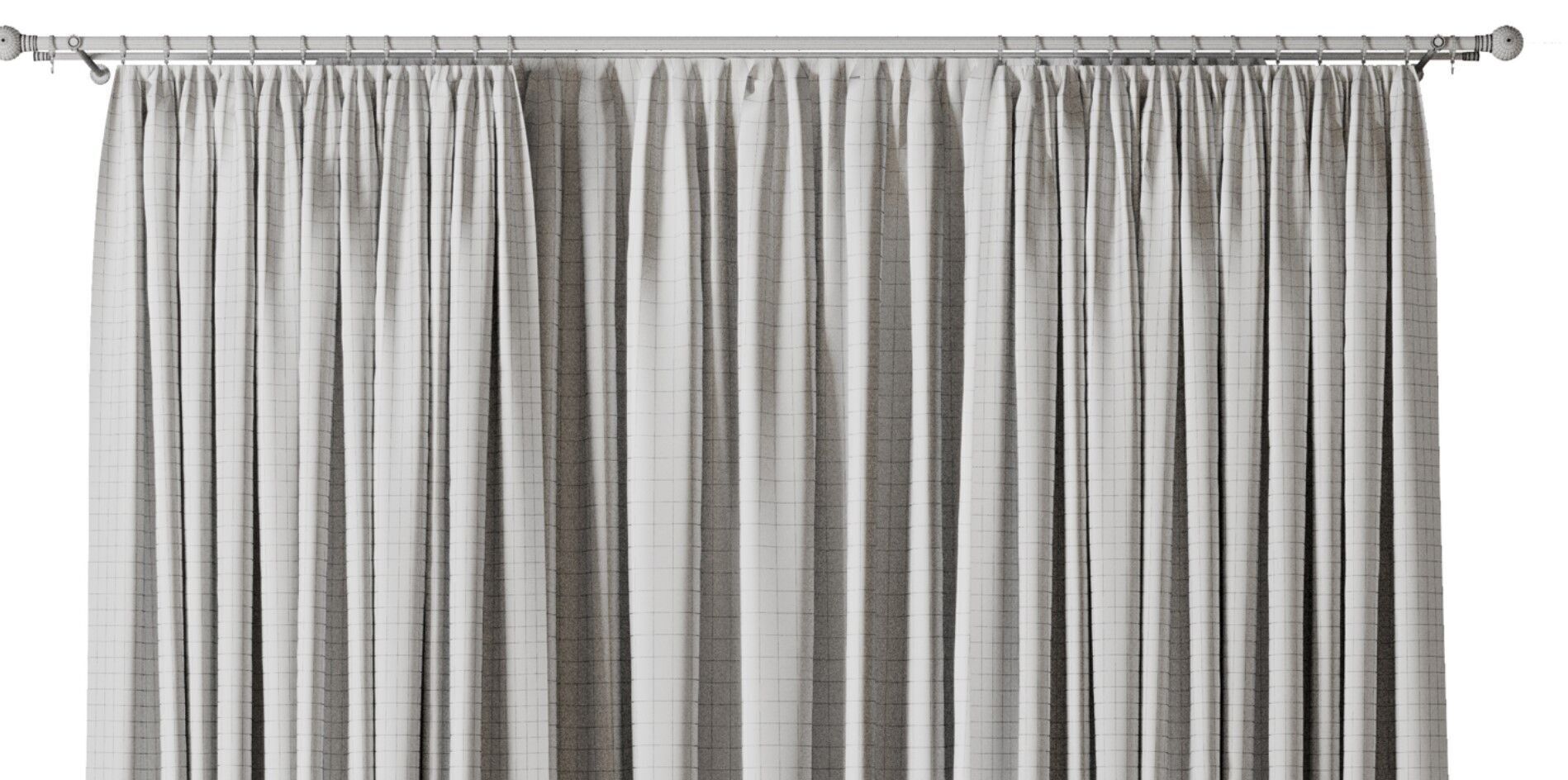 Curtain with rod 17 brown patterned curtain HBH Low-poly 3D model_12